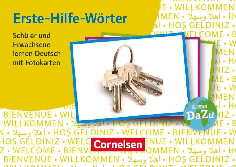 Een set metalen sleutels met een zilveren afwerking, passend bij deutsch lernen mit fotokarten sek i/ii & erwachsene