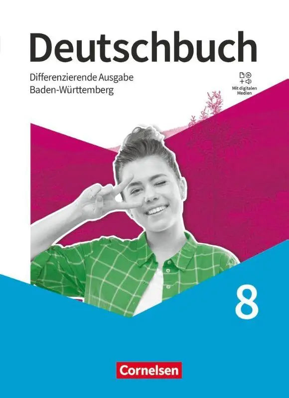 Cover van cornelsen deutschbuch 8 schuljahr sprach- und lesebuch mit jonge vrouw in groene geruite blouse