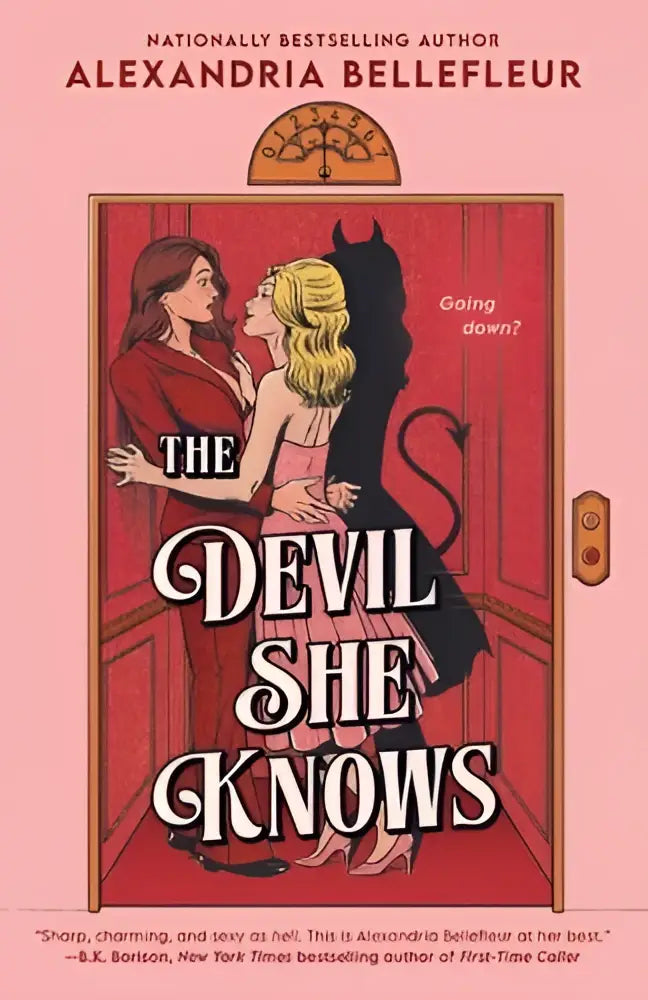 Boek devil she knows van alexandria bellefleur met roze omslag en illustratie van twee vrouwen in rood en zwart