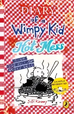 Omslag van Diary of a Wimpy Kid: Hot Mess van Jeff Kinney met ruitpatroon