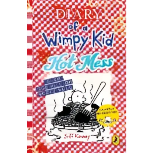 Omslag van Diary of a Wimpy Kid: Hot Mess van Jeff Kinney met ruitpatroon