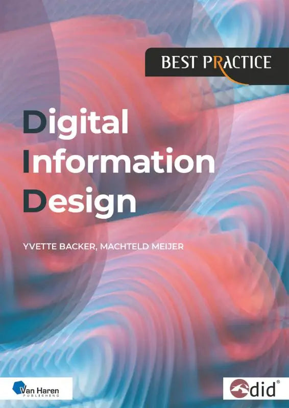 Cover van het digitale informatie ontwerp handboek did® in uitvoering met moderne roze, blauwe en paarse gradienten