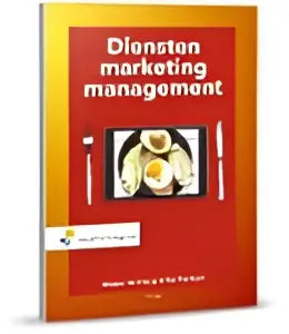 Rood hardcover boek diensten marketing management met zwart-wit foto op cover ton borchert management algemeen