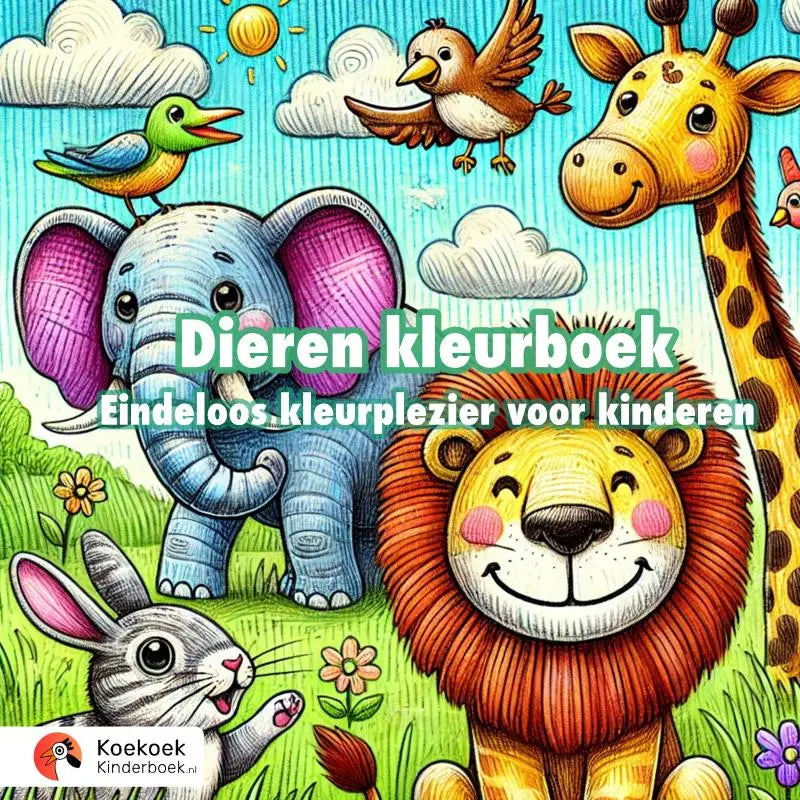 Kleurboek dieren kleurboek voor kinderen met leukste dieren kleurplaten van vrolijke olifant leeuw giraffe en konijn