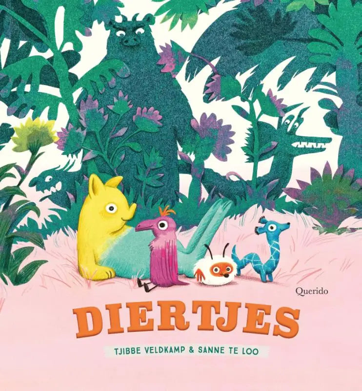 De cover van het kinderboek diertjes door tjibbe veldkamp en sanne te loo met kleurrijke dieren voor jonge lezers