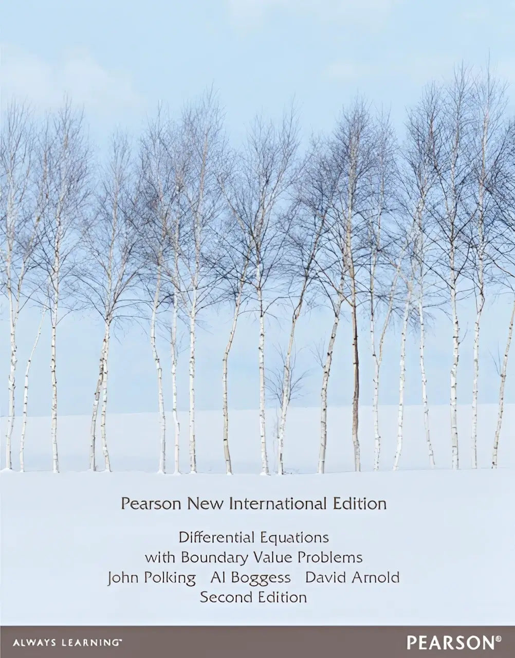 Differential equations with boundary value problems pearson textbook cover showing serene winter scene with birch trees