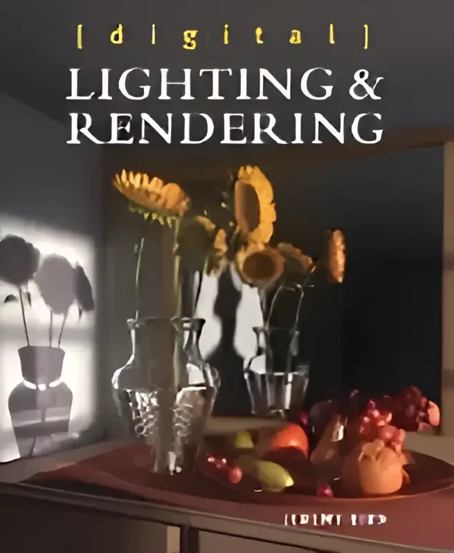 Glas vazen met zonnebloemen op houten tafel in digitale verlichting en rendering productfoto