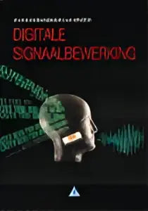 De cover van digitale signaalbewerking toont een zwartwit illustratie van een hoofd met groene digitale signalen