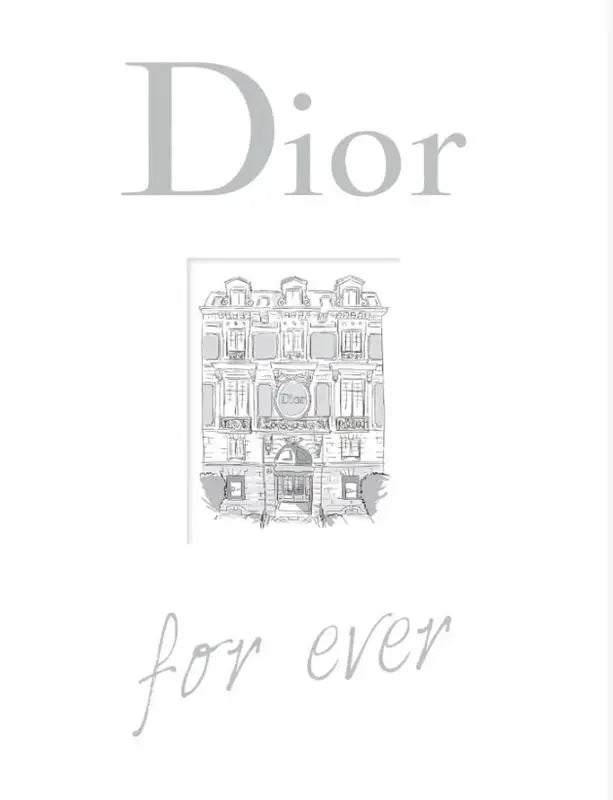 Dior for ever logo met schets van iconische parijse boetiek voor een luxe modieuze uitstraling