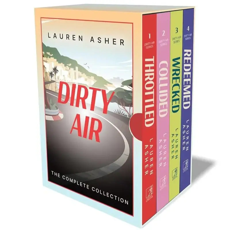 De dirty air complete collection box set van lauren asher toont vier kleurrijke boeken met levendige omslagen