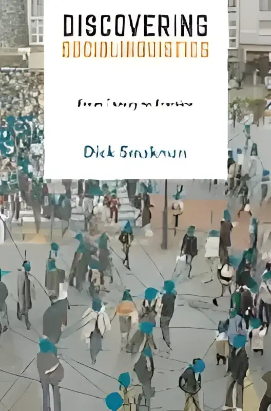 The book cover of discovering sociolinguistics by dick smakman features blue circle heads in an urban setting from theory to practice
