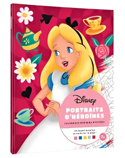 Disney coloriages magiques portraits kleurboek met felroze omslag en afbeeldingen van theepotten voor nederlandstalige kinderen