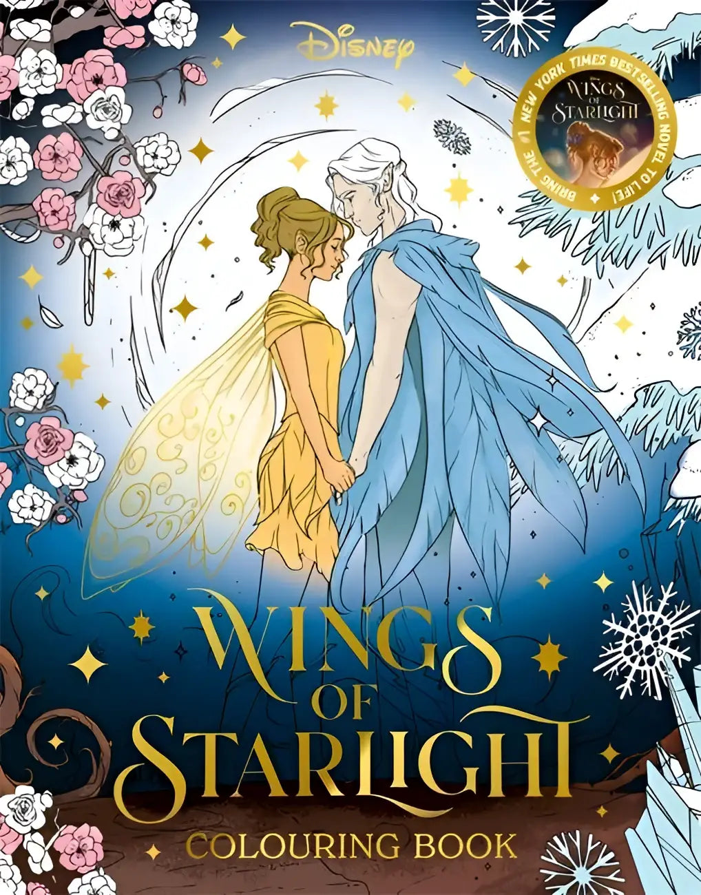Disney wings of starlight colouring book met illustratieve cover van twee personages in etherische kleding tegen sterrenhemel