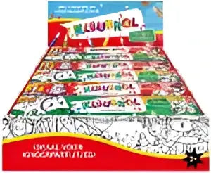 Display kleurrollen xl met twee keer zes kleurrijke kinder surprise chocolade-eieren en speelse verpakkingen