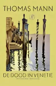 De dood in venetië en andere verhalen toont een vertaalde literaire roman met goudkleurige metalen versieringen van thomas mann