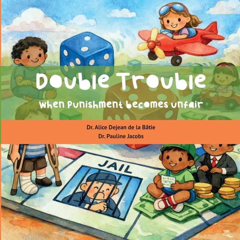 De cover van het kinderboek double trouble when punishment becomes unfair door dr over oneerlijk straffen