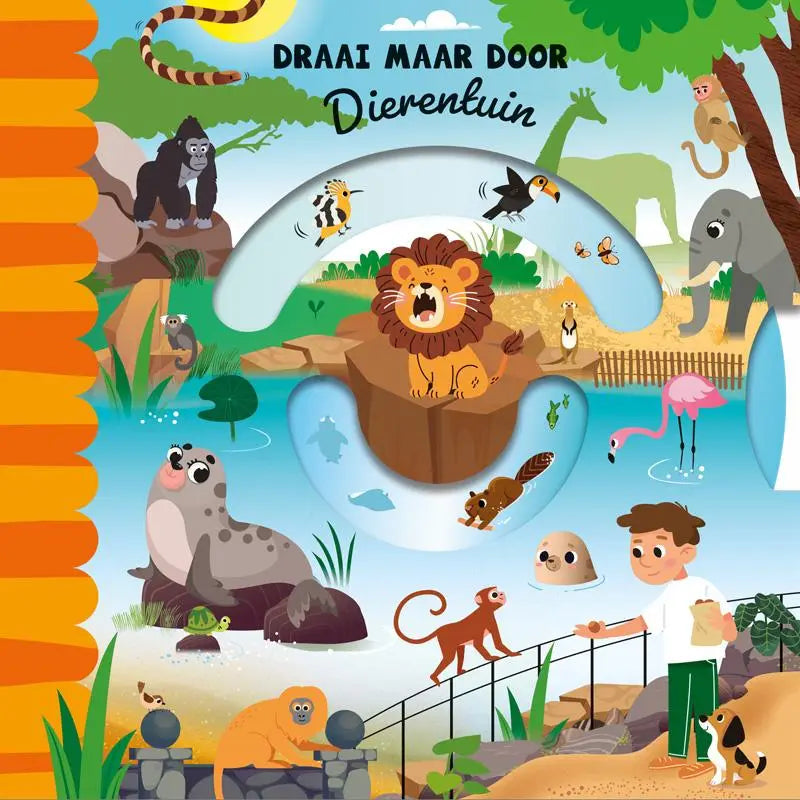 Kleurzaam interactief kinderboek draai maar door dierentuin met levendige dierentuinillustraties voor jonge lezers