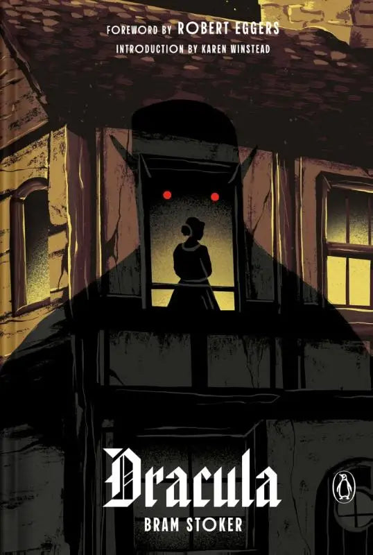 Darkly illustrated book cover of dracula by bram stoker in the penguin speculative fiction special series