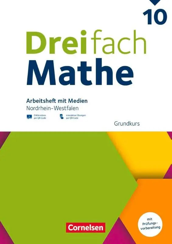 Groen en geel geometrisch patroon werkboek dreifach mathe met interactieve oefeningen voor 10e klas nordrhein-westfalen