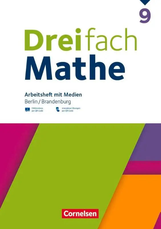Cover van het dreifach mathe werkboek voor grade 9 met uitlegvideo’s en interactieve oefeningen voor berlin und brandenburg