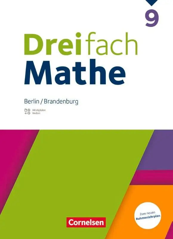 De cover van het dreifach mathe 9 wiskundeboek voor berlin und brandenburg met digitale hulpmiddelen