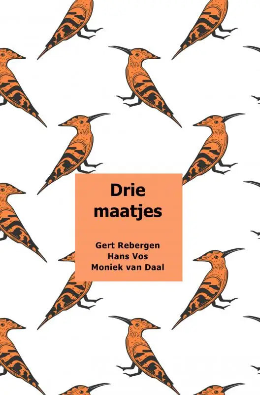 Cover van het boek drie maatjes met illustraties van oranje zwarte hopvogels en een oranje rechthoek over vernieuwende coalities