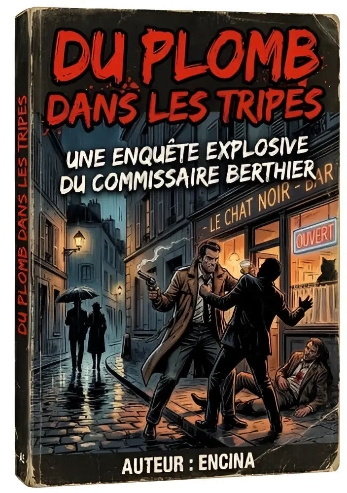 The book cover of du plomb dans les tripes monsieur le directeur shows commissaire divisionnaire antoine in a noir scene