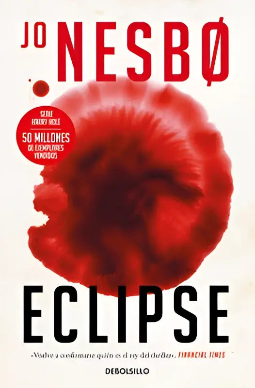 Rood bloemenontwerp boekomslag met dikke zwarte titel eclipse en auteur jo nesbø voor killing moon product