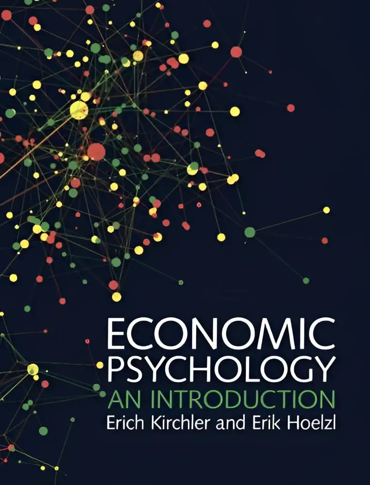 The book economic psychology an introduction features a dark navy cover with an abstract network of colorful dots and lines