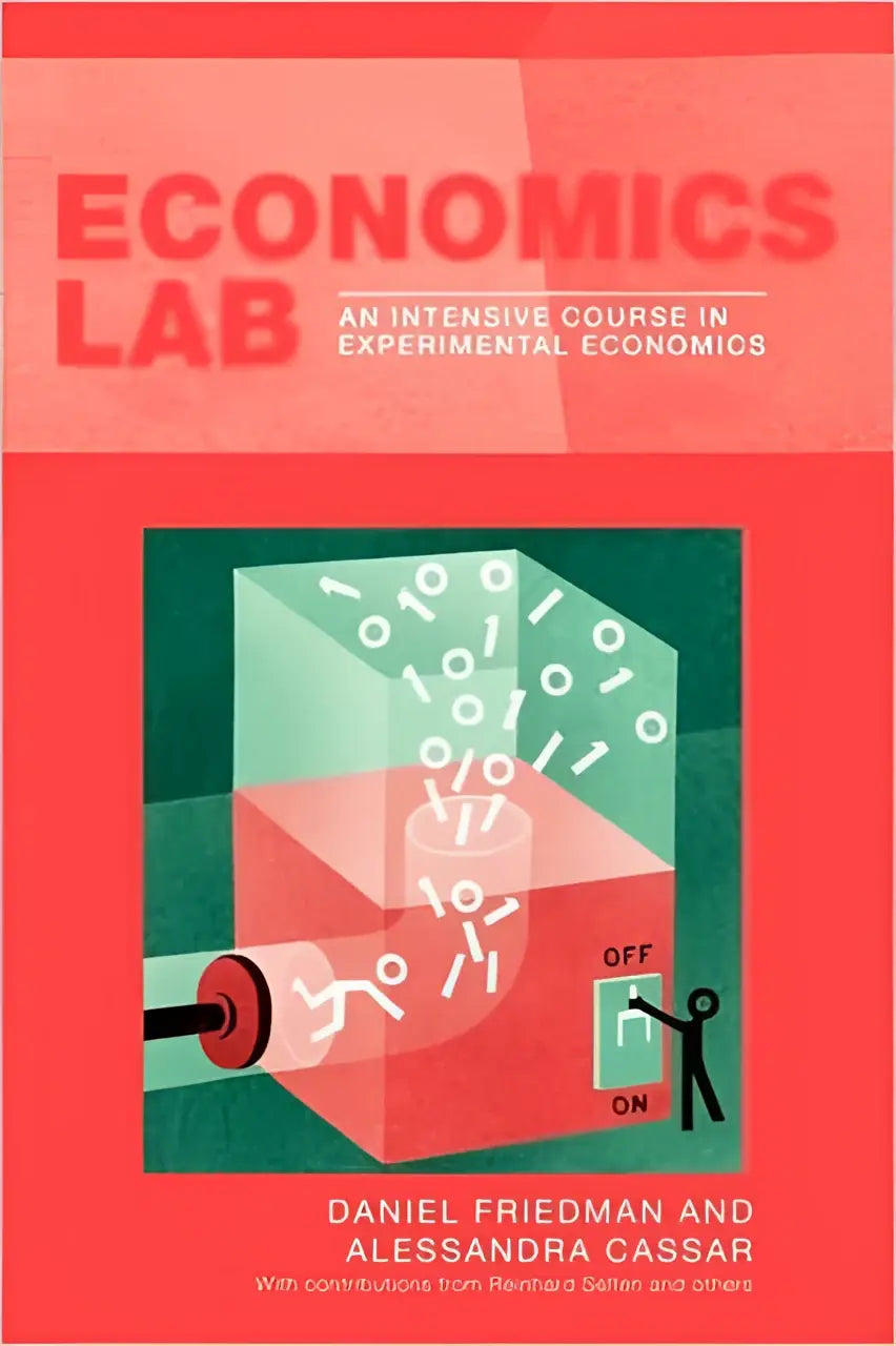 Rode boekomslag van economics lab met experimentele economie setup voor intensieve course experimental economics