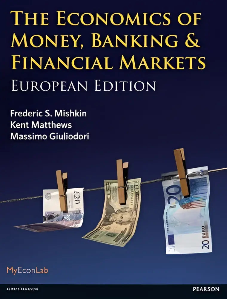 De economics of money banking and financial markets the european edition boek met toegang tot myeconlab en opvallende goudkleurige titel op blauwe kaft