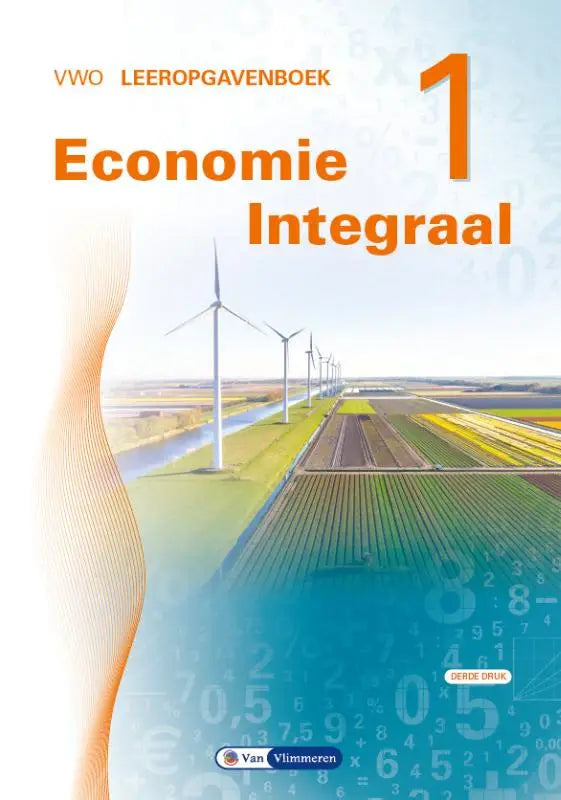 Oranje-witte hardcover van het economie integraal leerboek economie 1 integraal door van vlimmeren