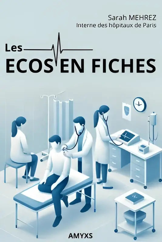 The book cover of ecos en fiches by sarah mehrez shows medical professionals in white coats for préparation à l’edn and des ecos