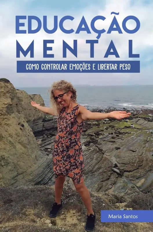 Het boek educação mental door maria santos in blauwe letters over hoe je emoties kunt controleren en gewicht kunt loslaten