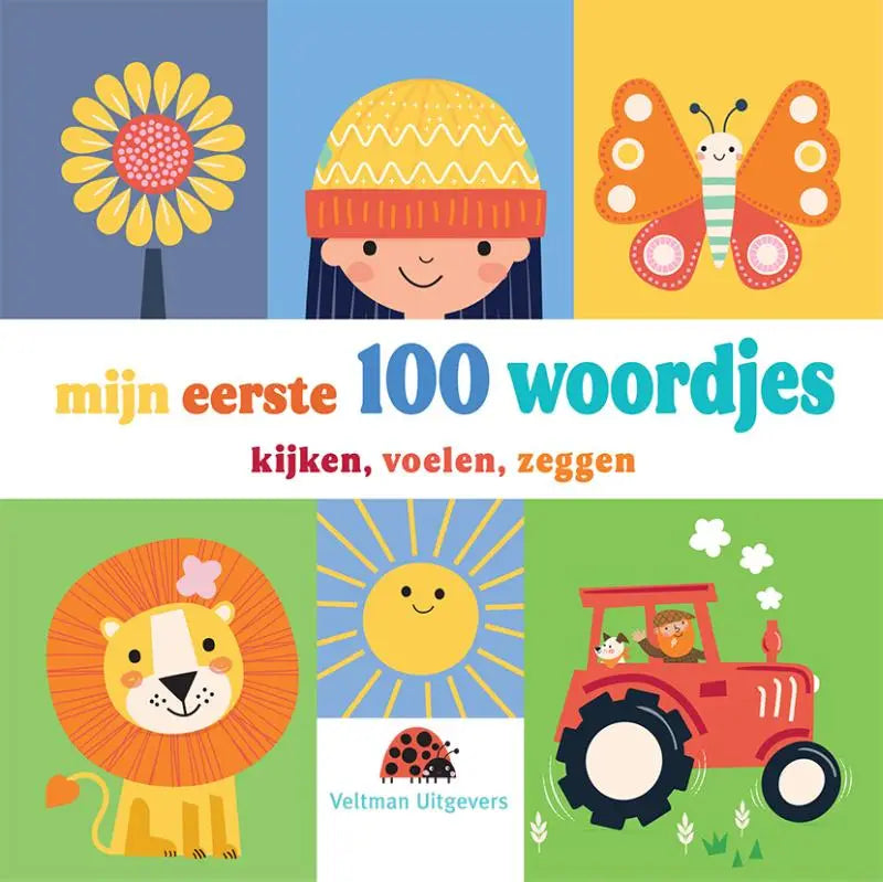 Kinderen bordboek mijn eerste 100 woordjes met kleurrijke illustraties voor jonge lezers leren kijken voelen zeggen