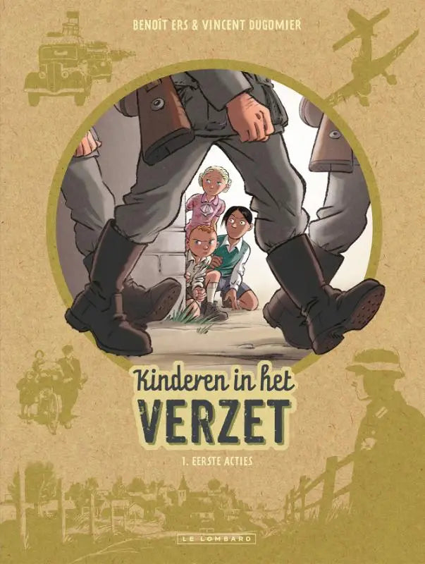 De voorkant van het stripboek kinderen in het verzet 1 met kleurrijke illustratie eerste acties