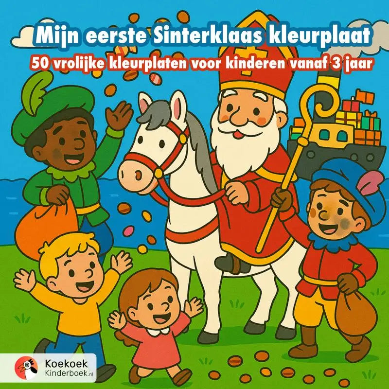 Kleurrijke vrolijke sinterklaas kleurplaat uit mijn eerste sinterklaas kleurplaat voor kinderen vanaf 3 jaar
