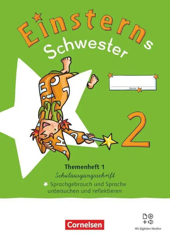 Groen omslag werkboek einsterns schwester 2 met cartoon van kinderen voor sprache und lesen onderwijsmateriaal