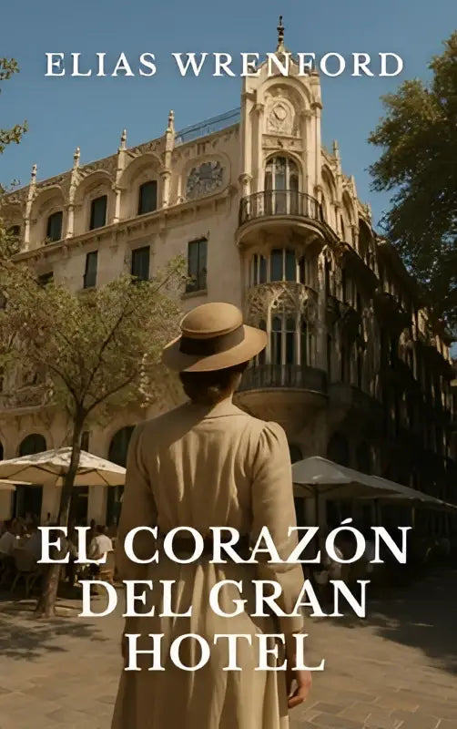 Een beige trenchcoat met brede hoed gedragen voor een ornamenteel historisch gebouw in el corazón del gran hotel