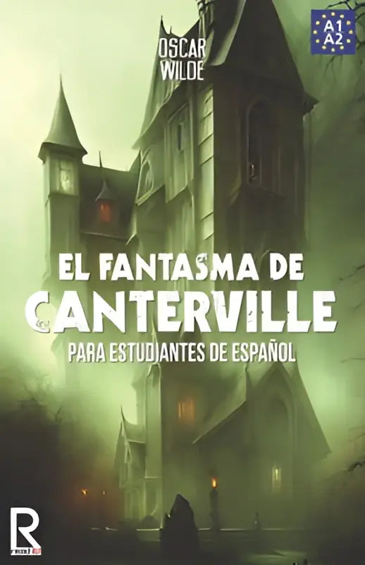 De donkere gotische omslag van el fantasma de canterville voor canterville para estudiantes met groene mist