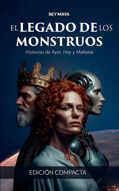 De cover van de editie compacta van el legado de los monstruos toont drie figuren tegen een kosmische achtergrond