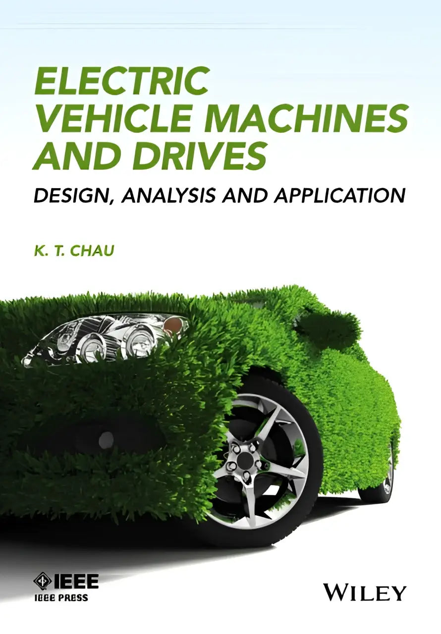 Boekomslag met groen gras voor electric vehicle machines en drives met focus op ontwerp en analyse