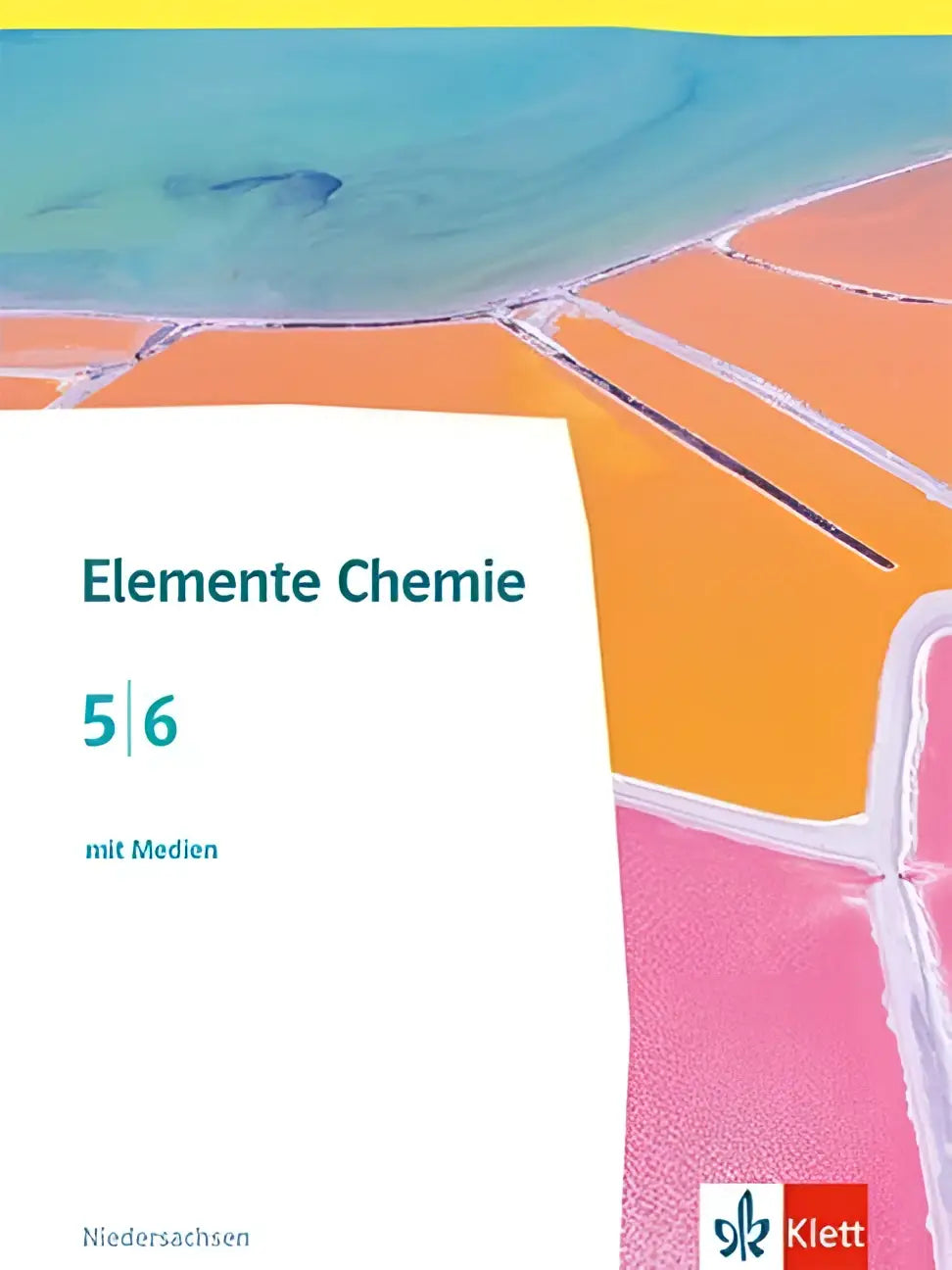 Wit boekcover van elemente chemie 5 6 schulbuch mit medien met kleurrijke abstracte zoutvlakten in ausgabe niedersachsen