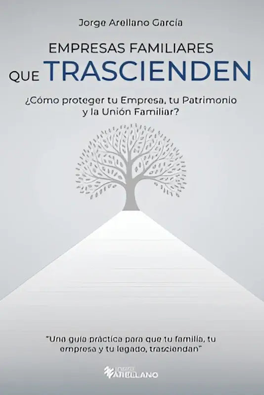 De boekomslag van empresas familiares que trascienden toont een minimalistisch ontwerp met donkere blauwe titel op lichte achtergrond