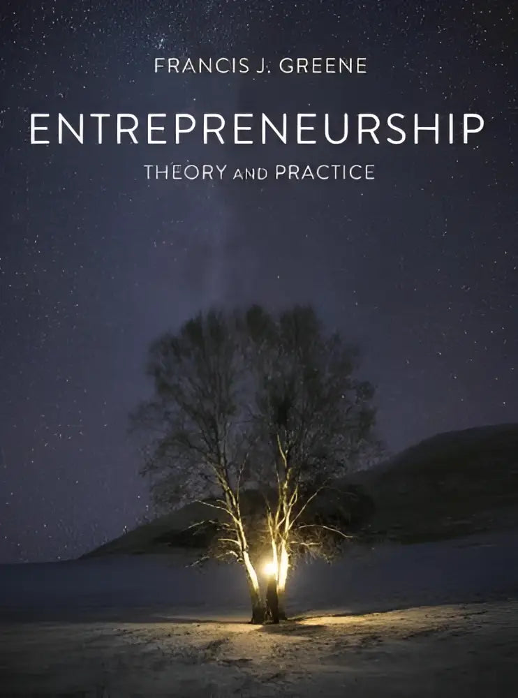 A solitary tree illuminated at night illustrates theory and practice in entrepreneurship theory and practice product cover
