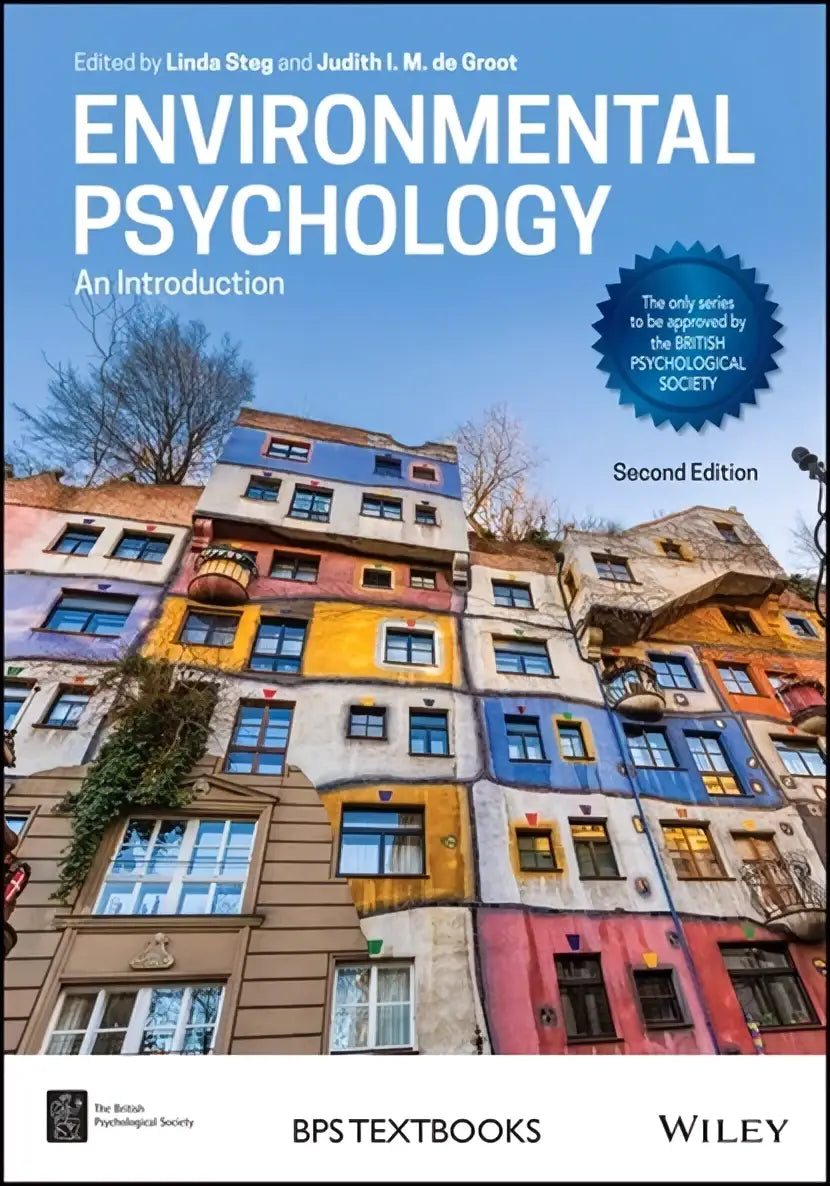 Het levendige meerkleurige gebouw met een onderscheidend ontwerp siert de cover van environmental psychology een inleiding tweede editie