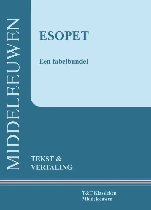 Teal gekleurde boekcover van esopet een fabelbundel met een minimalistisch ontwerp in het nederlands