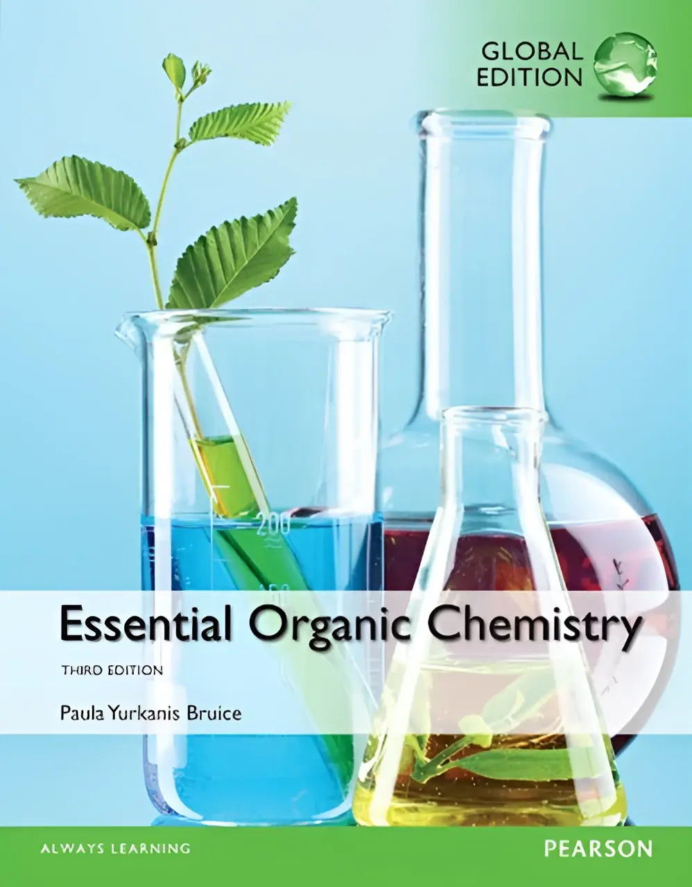 De boekomslag van essential organic chemistry derde editie door paula yurkanis bruice met een probleemoplossende benadering