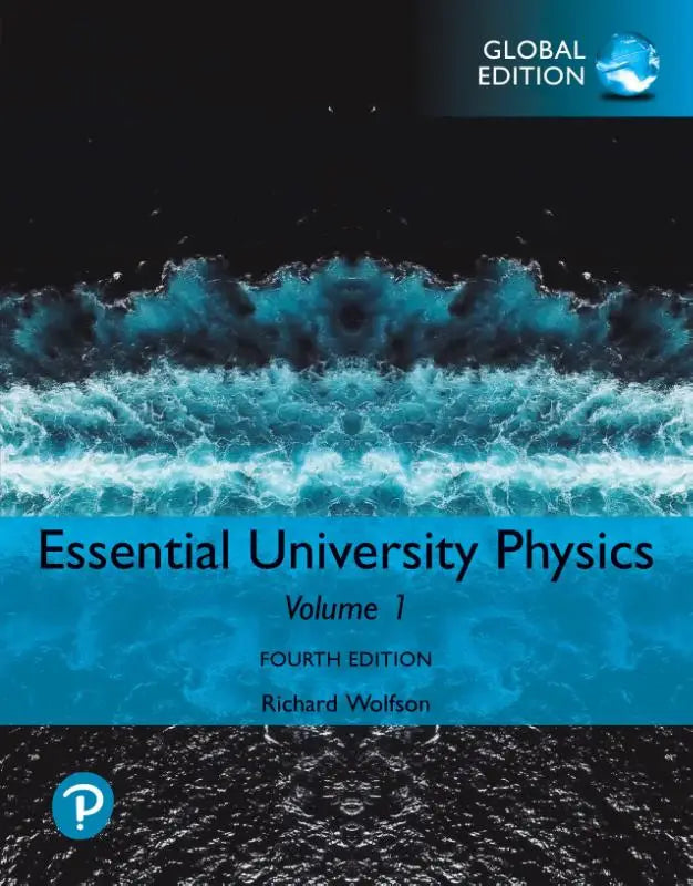 De cover van essential university physics volume 1 global edition toont een blauw en zwart golvend patroon met witte schuimlaag