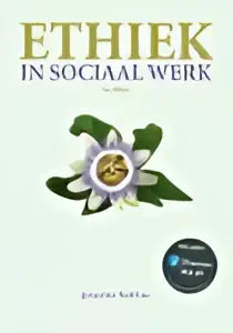 Het logo van ethiek in sociaal werk met florale ontwerpen en zegels in zwart op witte achtergrond gericht op hoger onderwijs